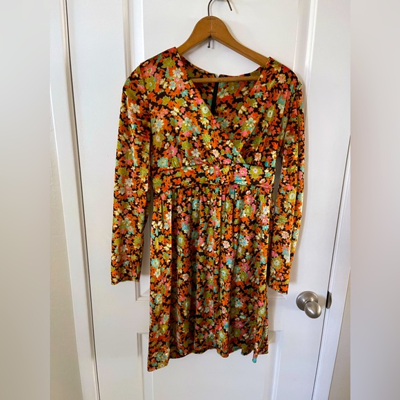 Authentic Original Vintage Style Dresses & Skirts - Vintage Colorful floral 1960s retro dress